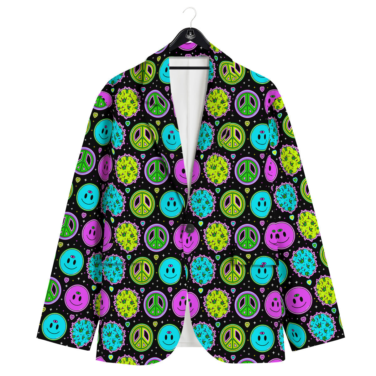 Hippie Peace Symbol And Weed Print Pattern Men's Sport Coat-grizzshop