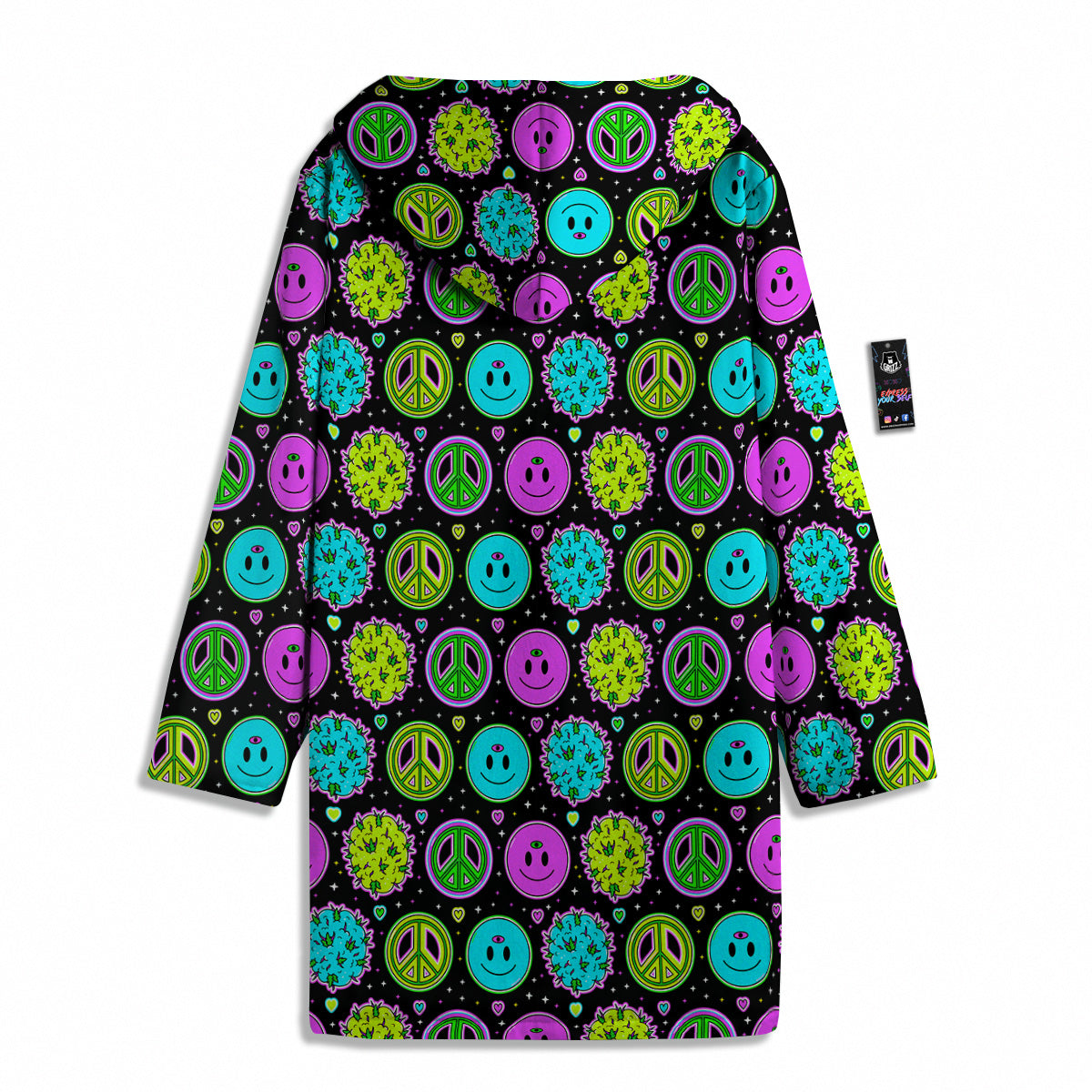 Hippie Peace Symbol And Weed Print Pattern Men's Windbreaker Jacket-grizzshop