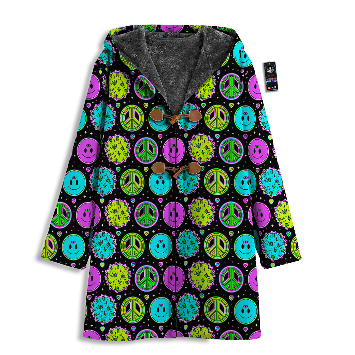 Hippie Peace Symbol And Weed Print Pattern Men's Windbreaker Jacket-grizzshop