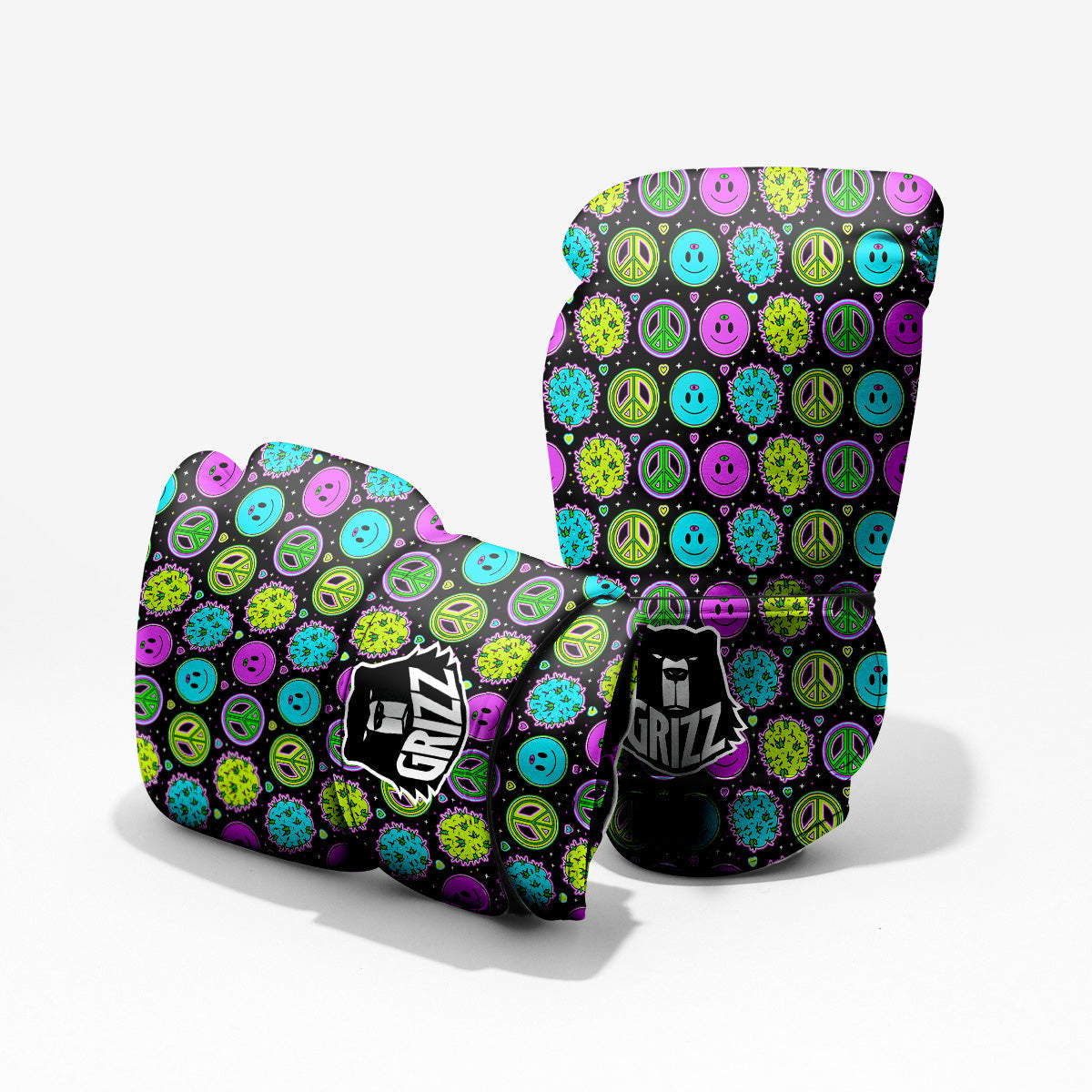 Hippie Peace Symbol And Weed Print Pattern Pro Boxing Glove