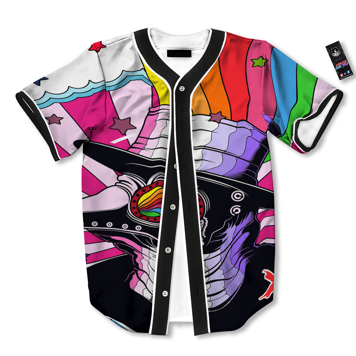 Hippie Plague Doctor Colorful Print Baseball Jersey-grizzshop