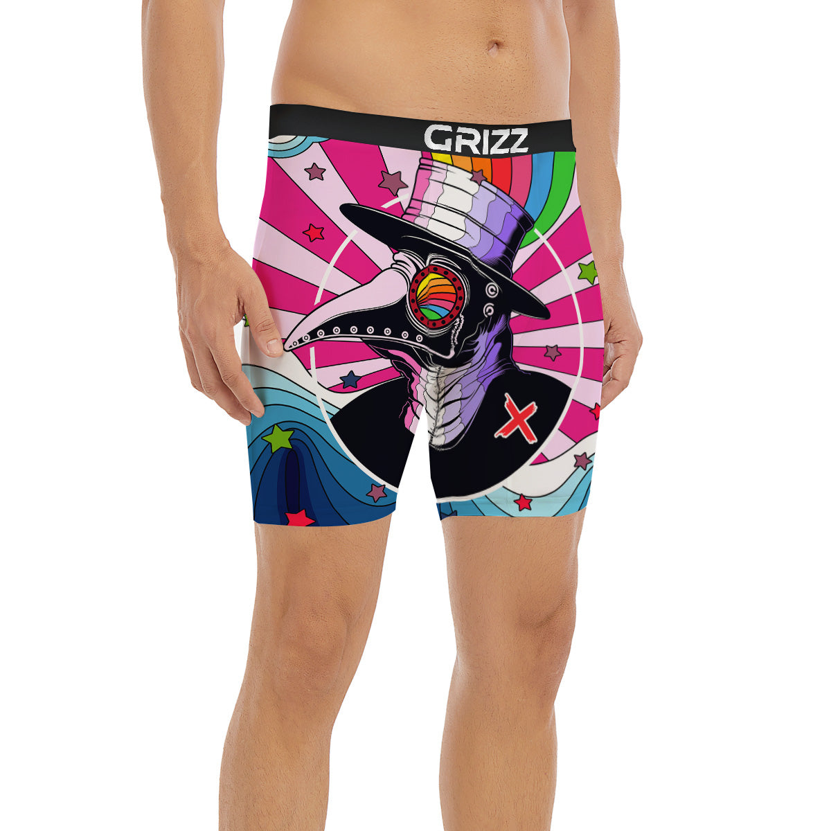Hippie Plague Doctor Colorful Print Boxer Briefs-grizzshop