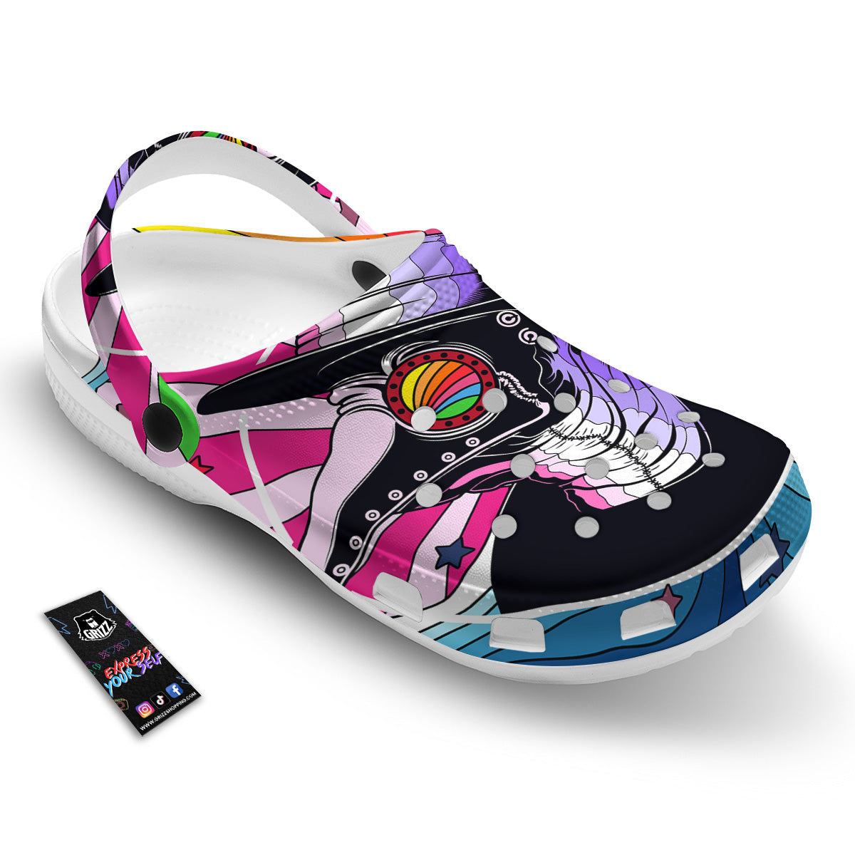 Hippie Plague Doctor Colorful Print Clog-grizzshop
