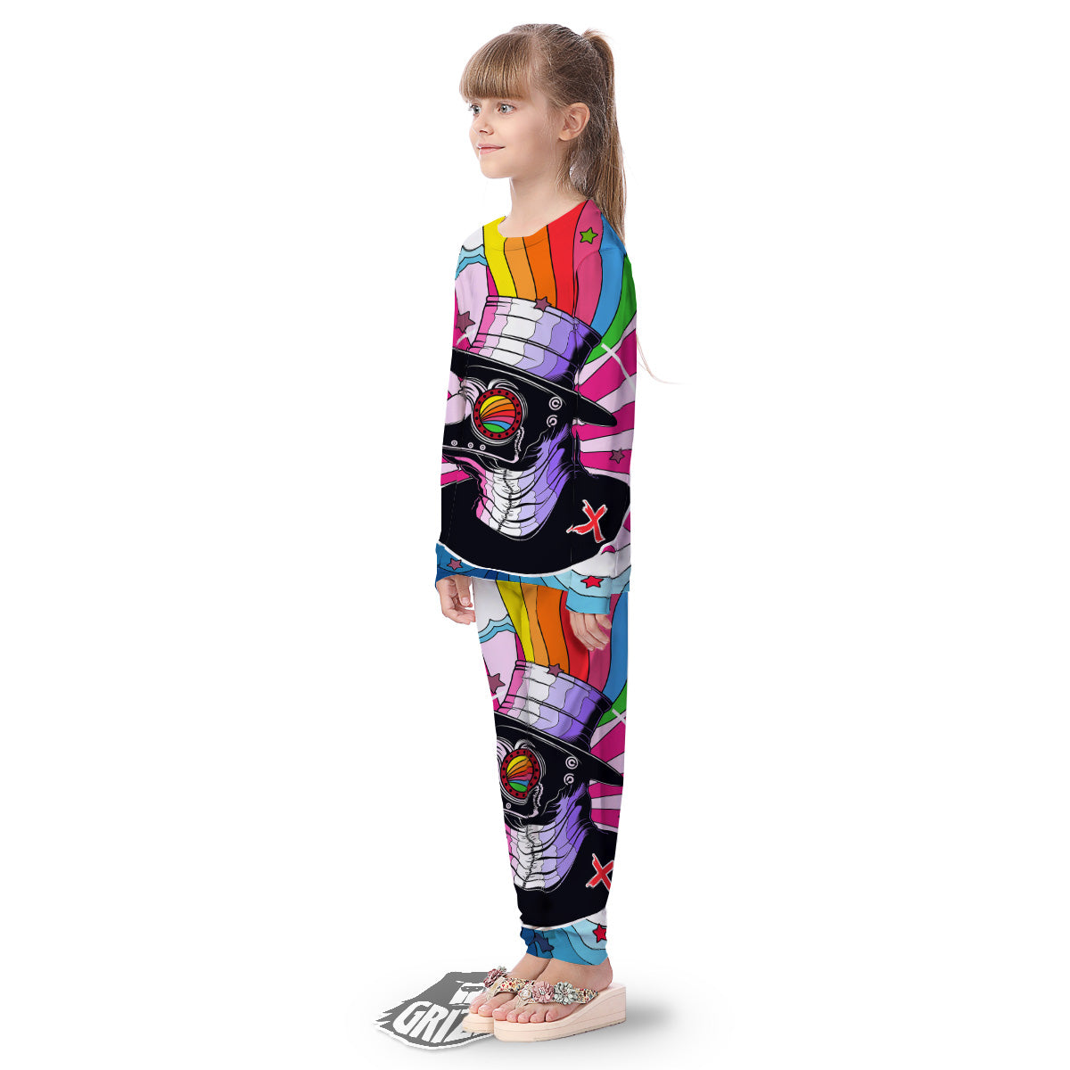 Hippie Plague Doctor Colorful Print Kid's Pajamas-grizzshop