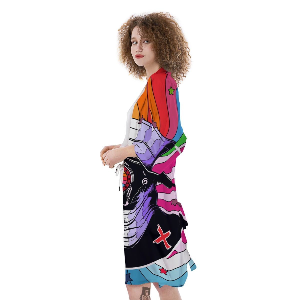 Hippie Plague Doctor Colorful Print Kimono-grizzshop