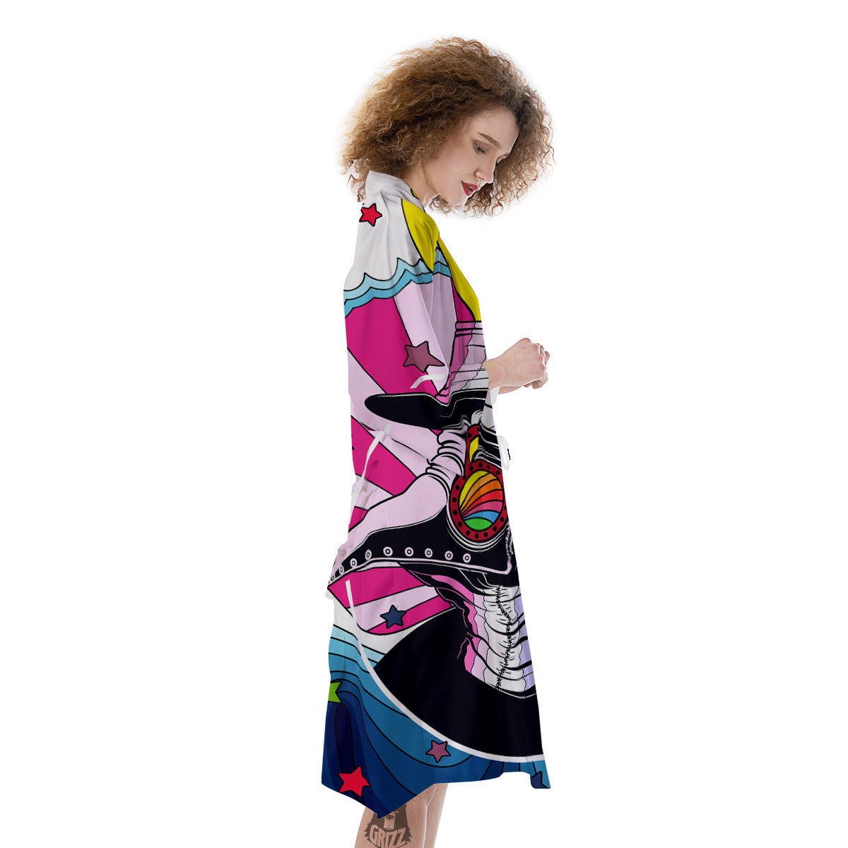Hippie Plague Doctor Colorful Print Kimono-grizzshop