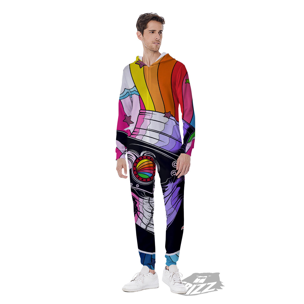 Hippie Plague Doctor Colorful Print Men's Jumpsuit-grizzshop