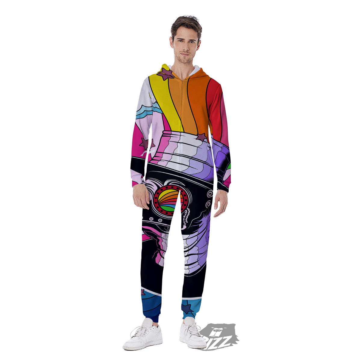 Hippie Plague Doctor Colorful Print Men's Jumpsuit-grizzshop