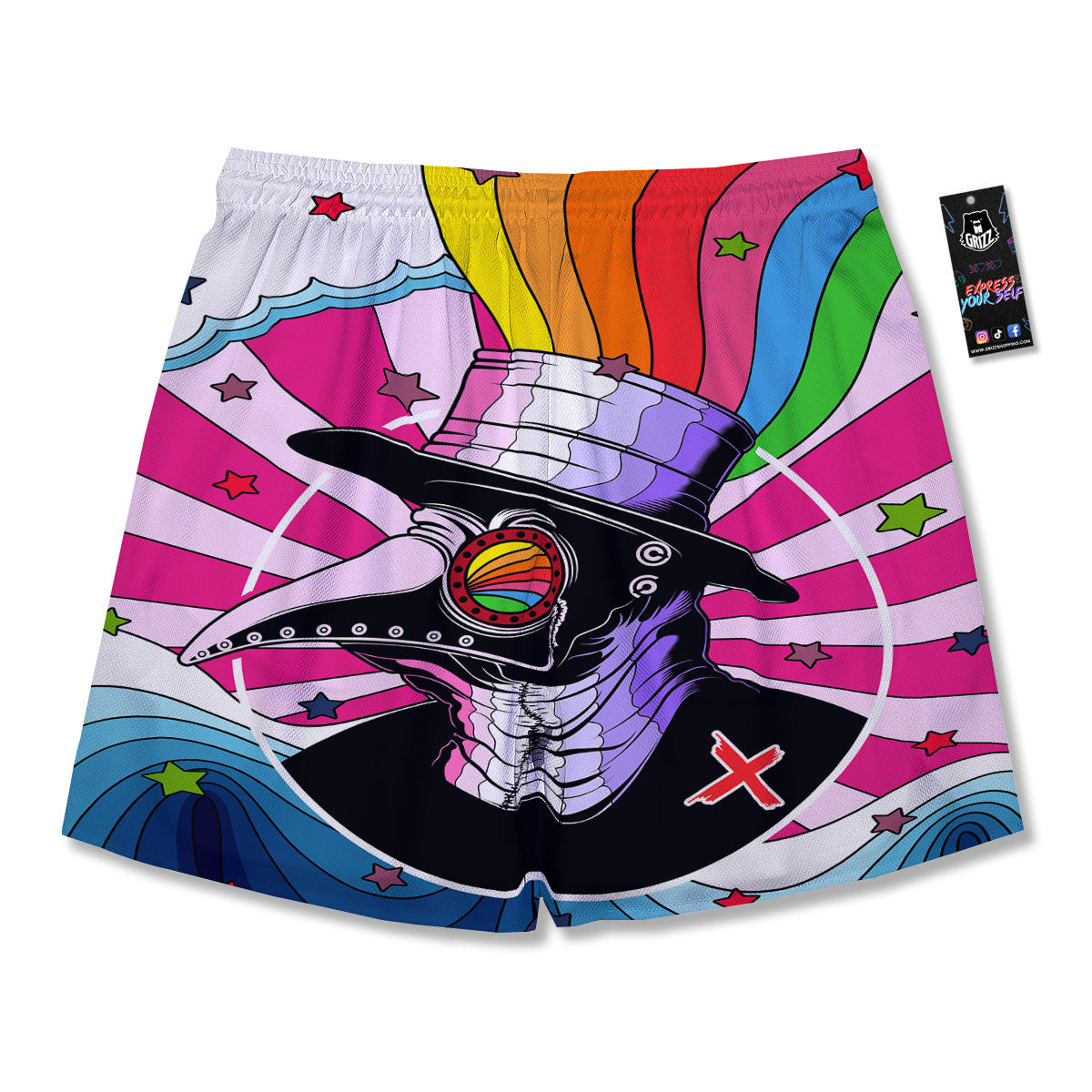 Hippie Plague Doctor Colorful Print Men's Running Shorts-grizzshop