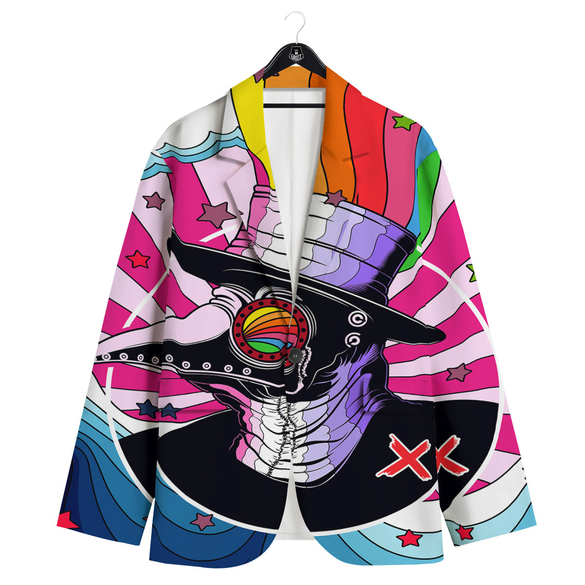 Hippie Plague Doctor Colorful Print Men's Sport Coat-grizzshop