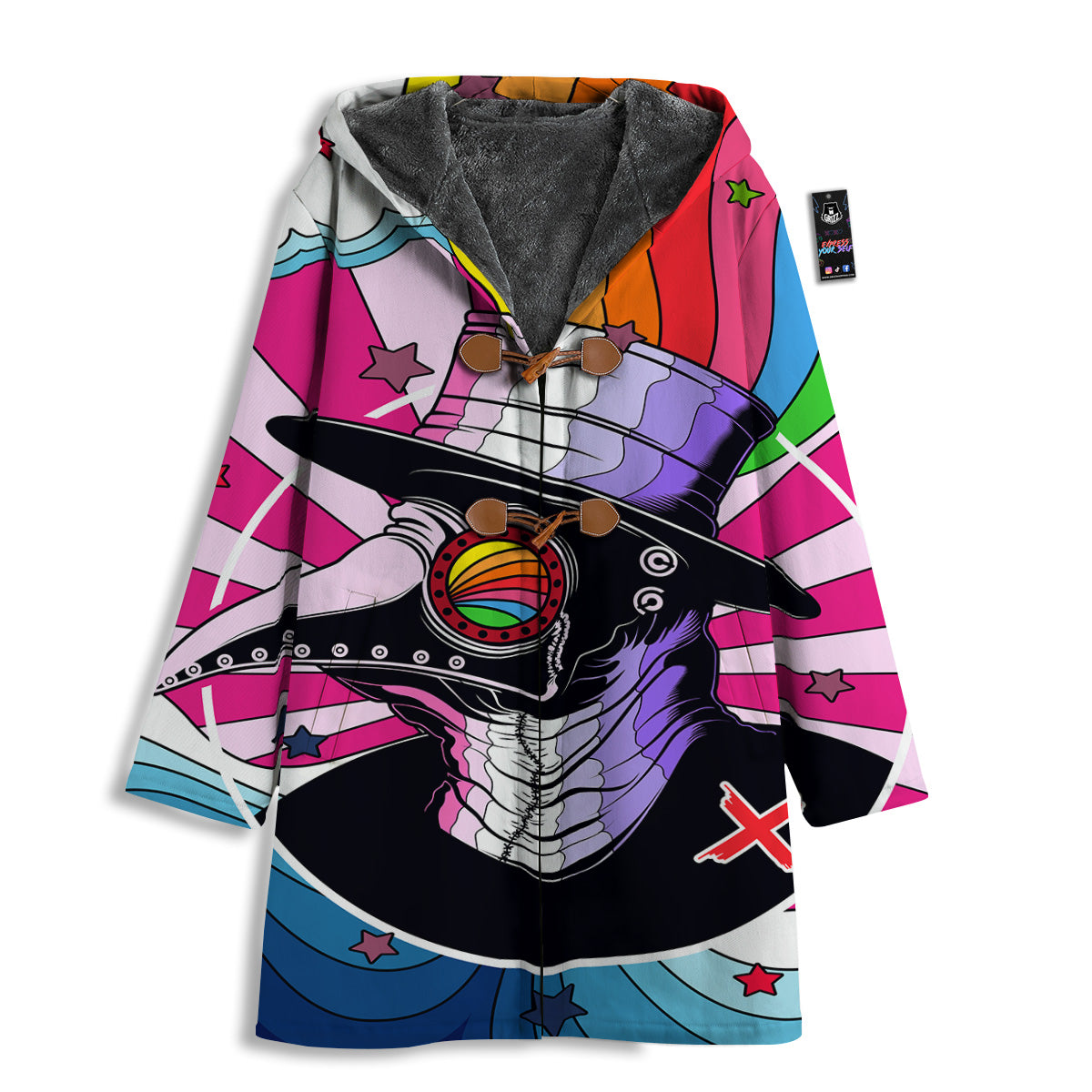 Hippie Plague Doctor Colorful Print Men's Windbreaker Jacket-grizzshop