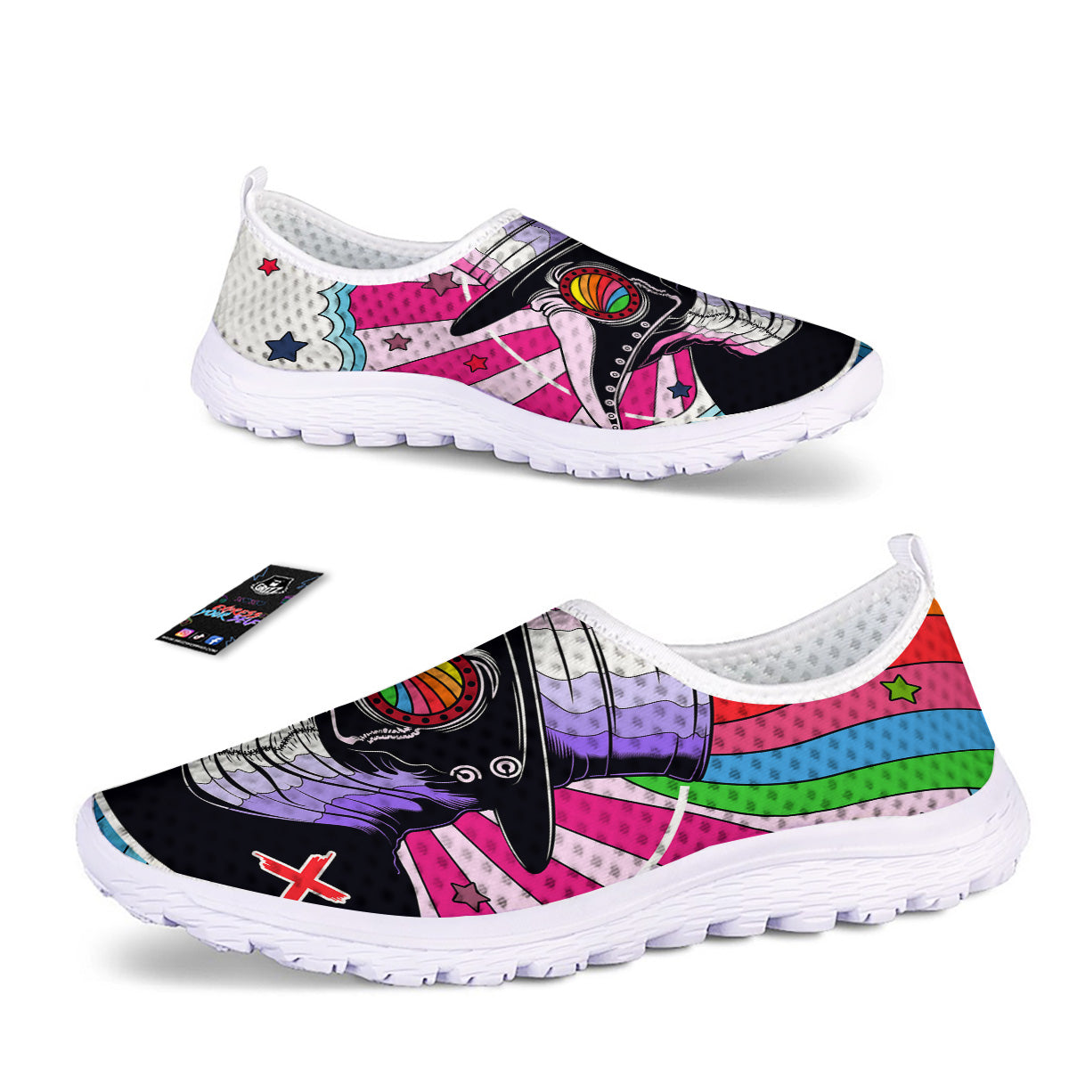 Hippie Plague Doctor Colorful Print Nurse Shoes-grizzshop