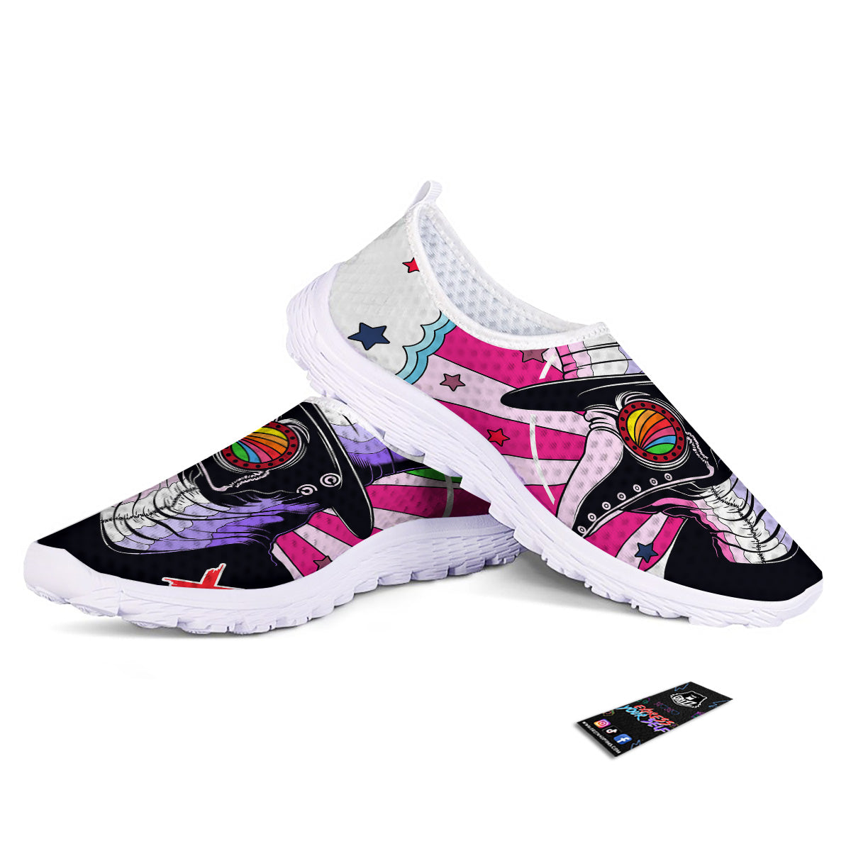 Hippie Plague Doctor Colorful Print Nurse Shoes-grizzshop