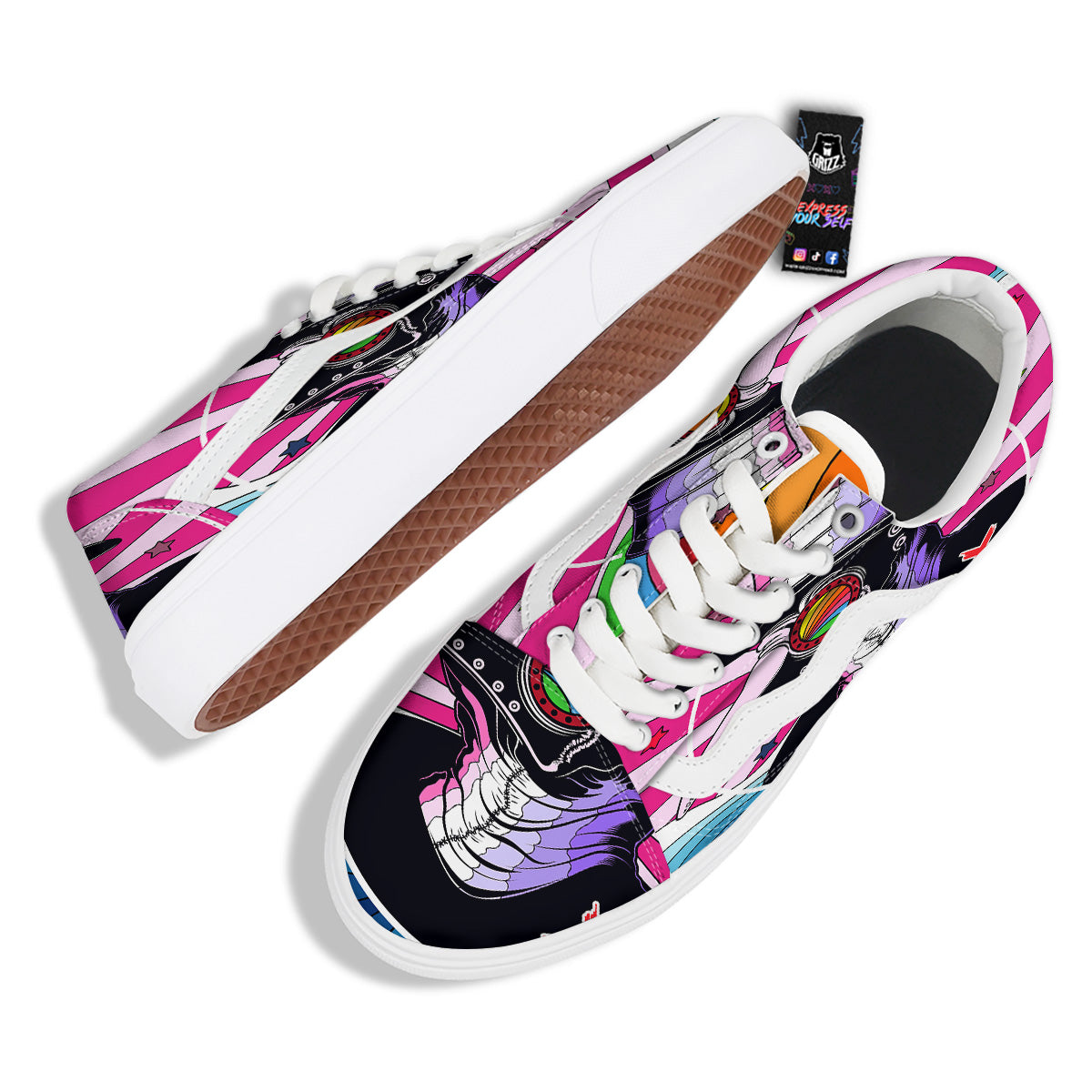 Hippie Plague Doctor Colorful Print Skate Shoes-grizzshop