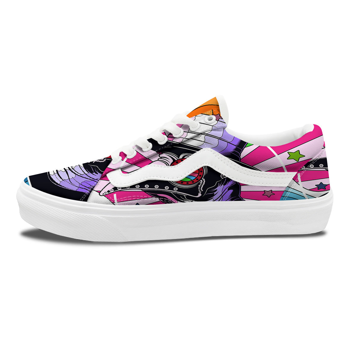 Hippie Plague Doctor Colorful Print Skate Shoes-grizzshop