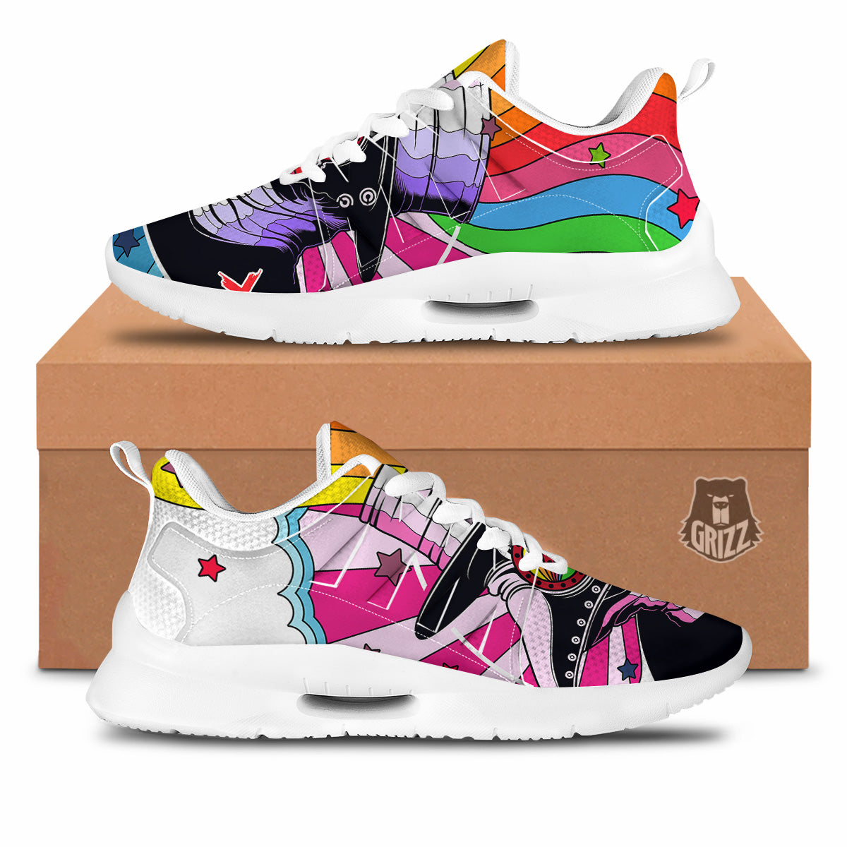 Hippie Plague Doctor Colorful Print Tennis Shoes-grizzshop