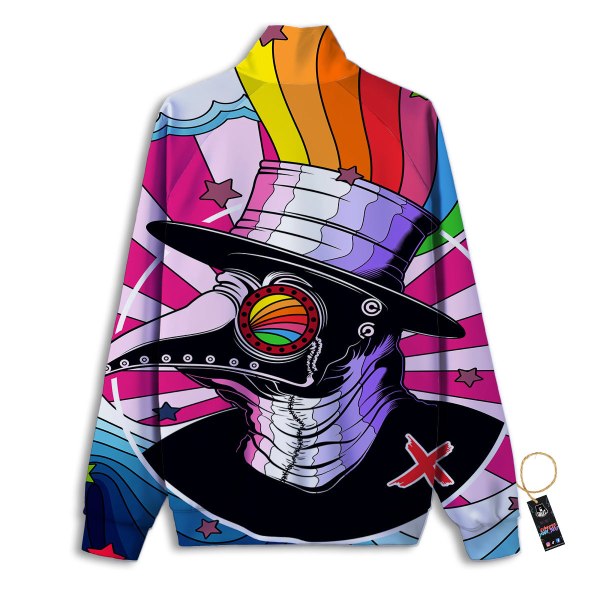 Hippie Plague Doctor Colorful Print Track Jacket-grizzshop