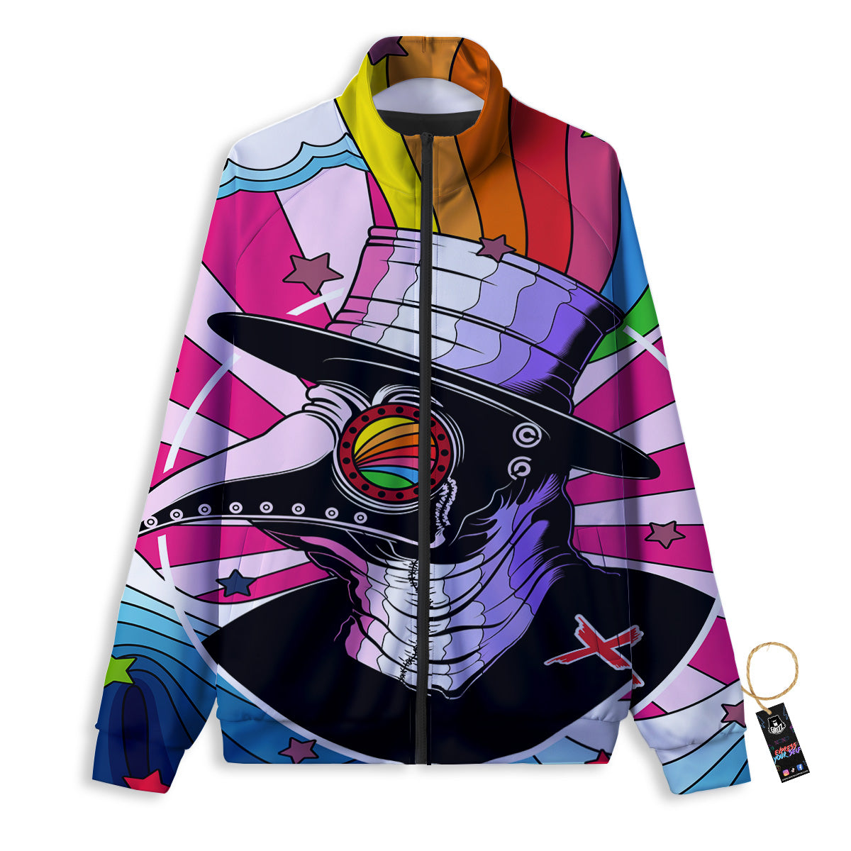 Hippie Plague Doctor Colorful Print Track Jacket-grizzshop