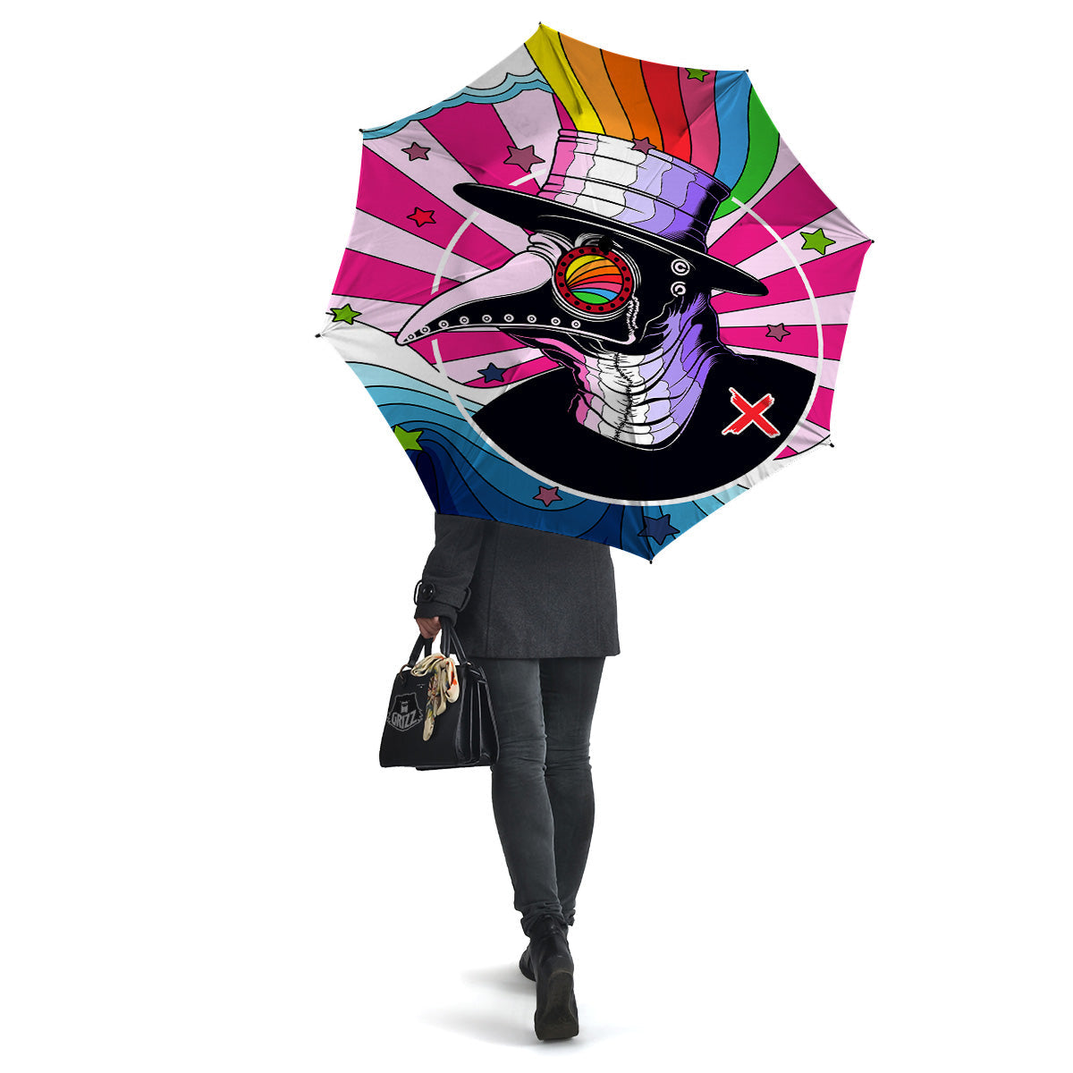 Hippie Plague Doctor Colorful Print Umbrella-grizzshop