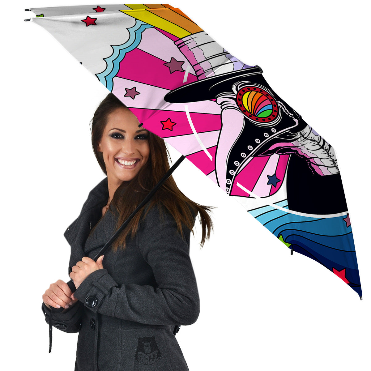 Hippie Plague Doctor Colorful Print Umbrella-grizzshop