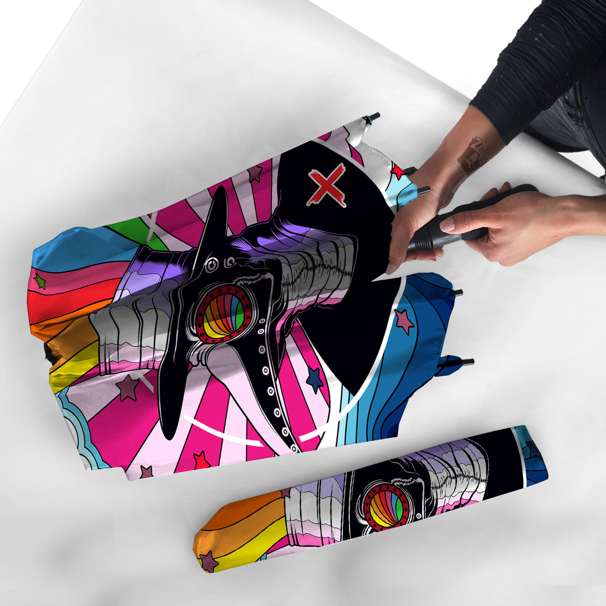 Hippie Plague Doctor Colorful Print Umbrella-grizzshop