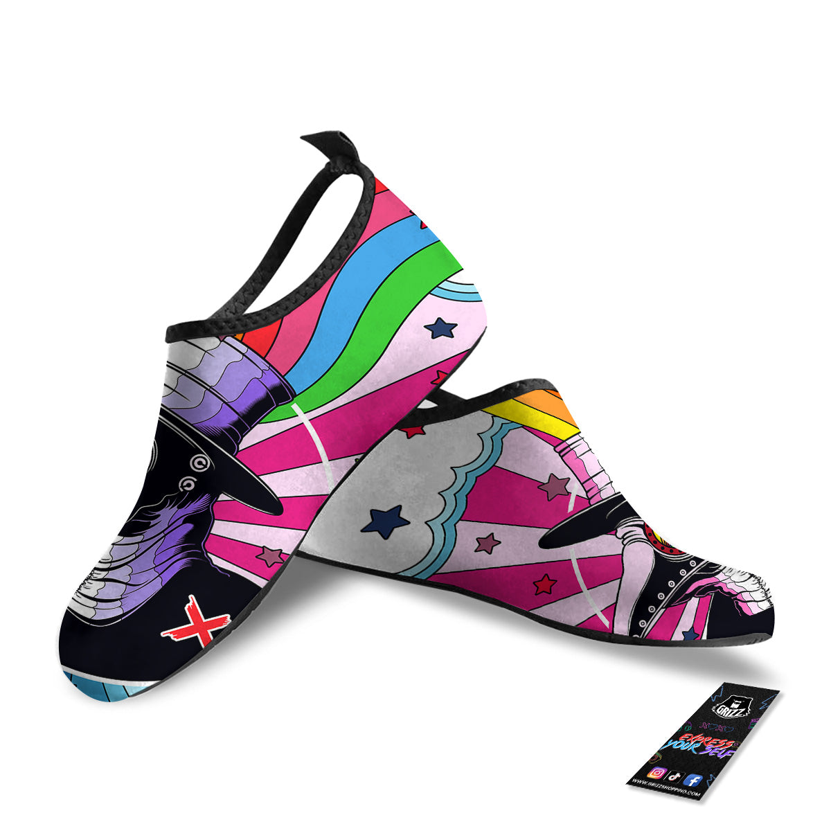 Hippie Plague Doctor Colorful Print Water Shoes-grizzshop
