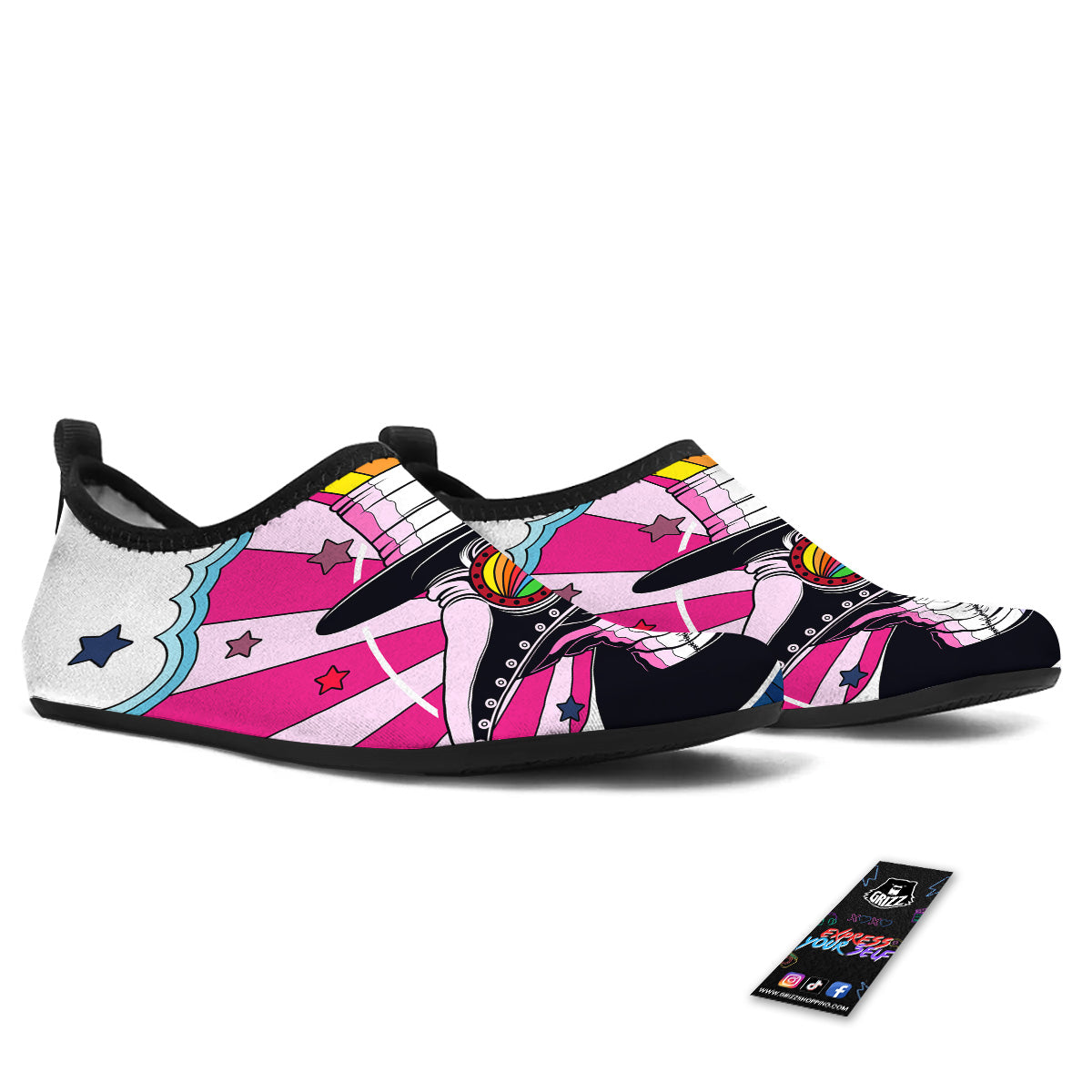 Hippie Plague Doctor Colorful Print Water Shoes-grizzshop