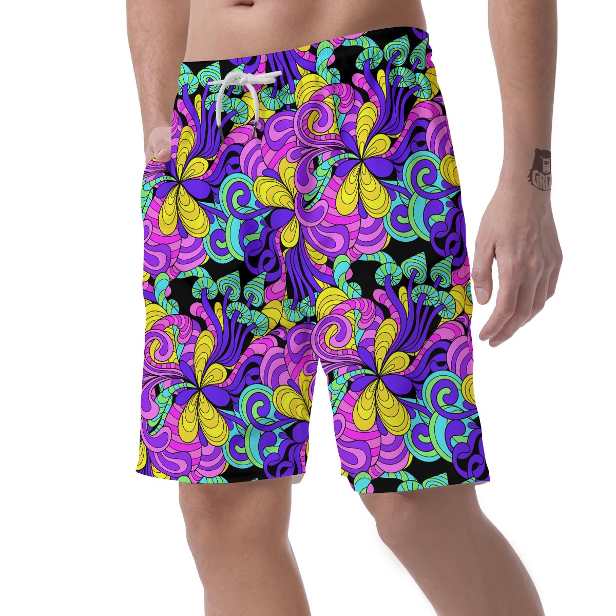 Hippie Psychedelic Mushroom Men's Shorts-grizzshop