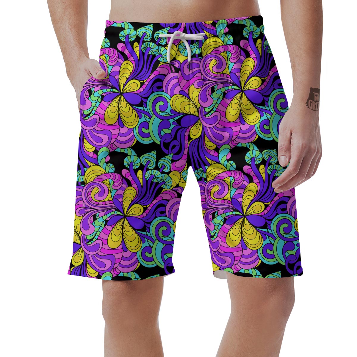 Hippie Psychedelic Mushroom Men's Shorts-grizzshop