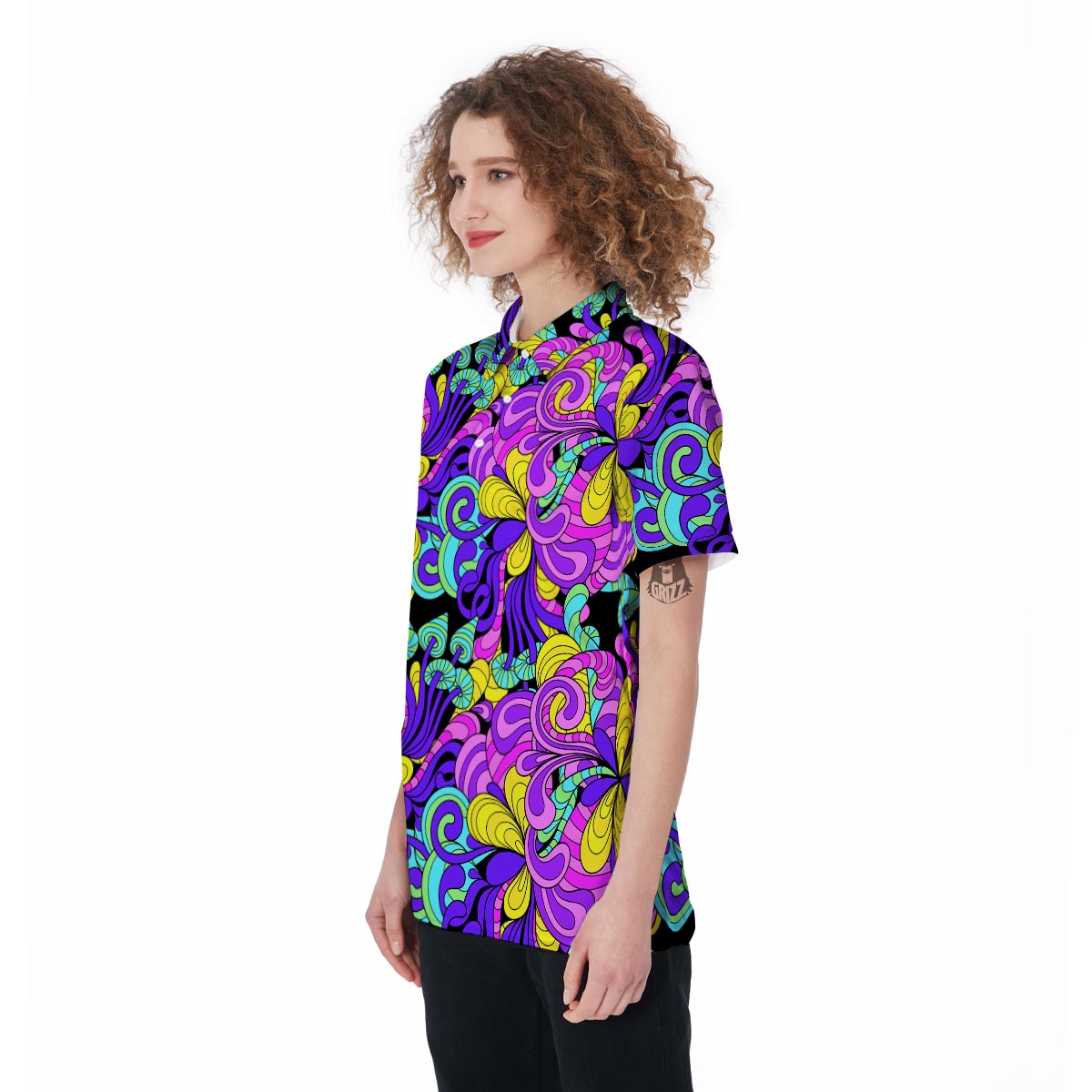 Hippie Psychedelic Mushroom Women's Golf Shirts-grizzshop