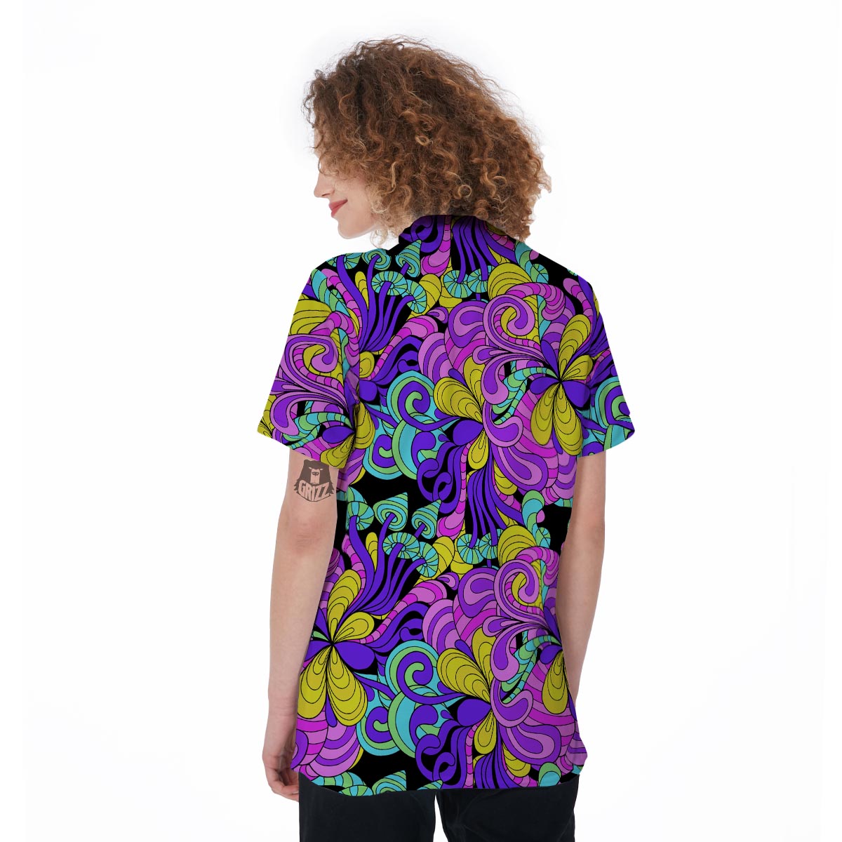 Hippie Psychedelic Mushroom Women's Golf Shirts-grizzshop