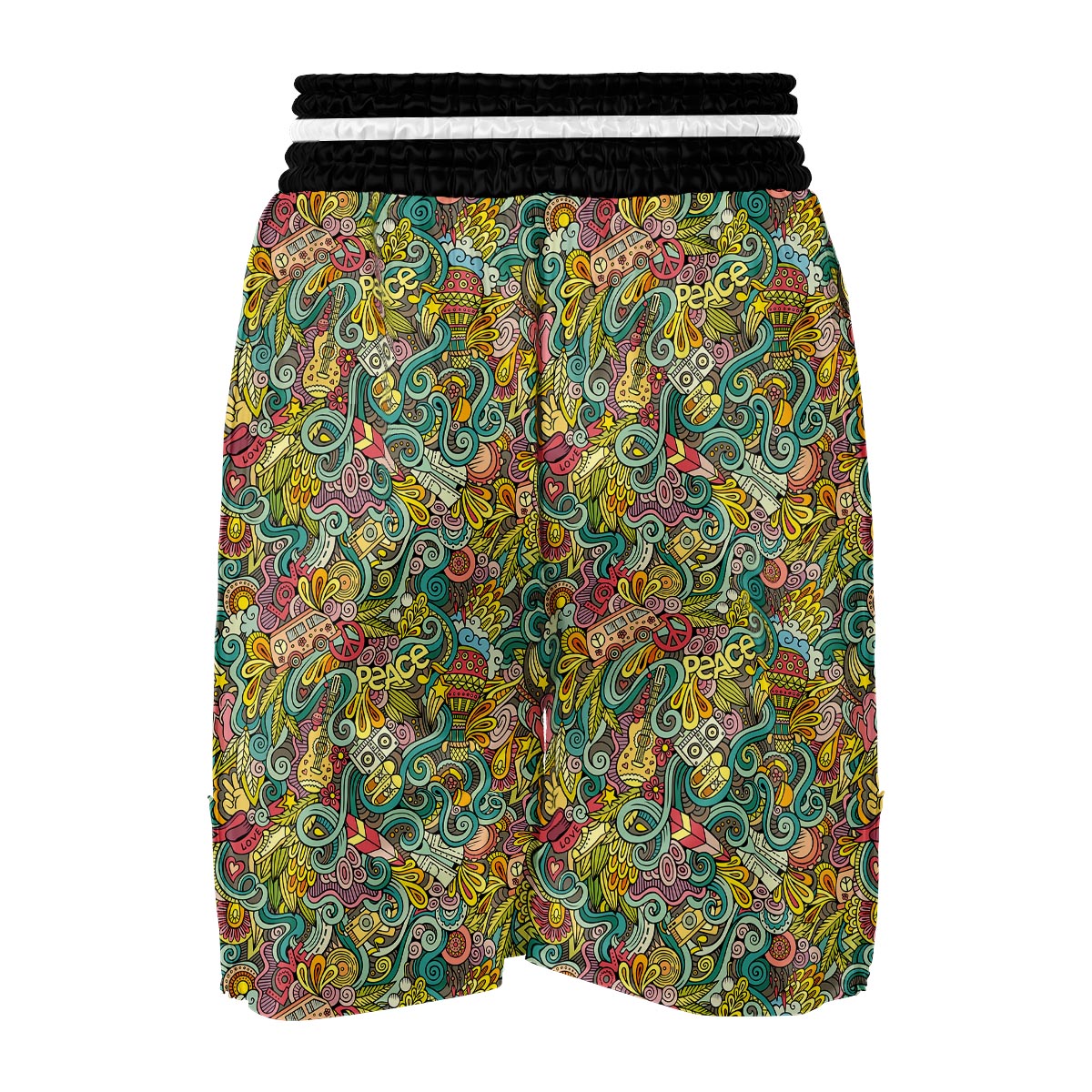 Hippie Psychedelic Van Peace Sign Pattern Print Boxing Shorts-grizzshop