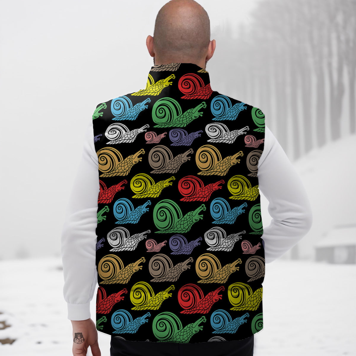 Hippie Psychedelic Van Peace Sign Pattern Print Down Vest
