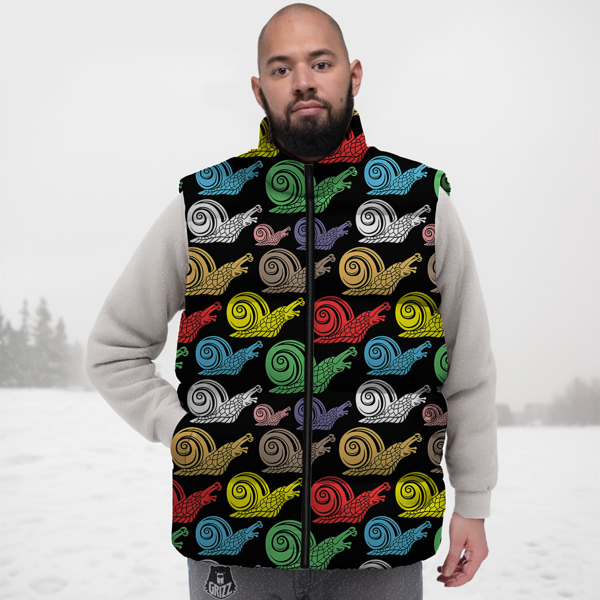Hippie Psychedelic Van Peace Sign Pattern Print Down Vest