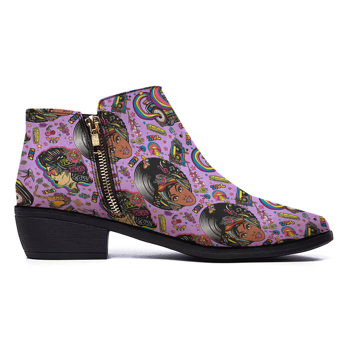 Hippie Retro Funky Women Print Pattern Ankle Boots-grizzshop
