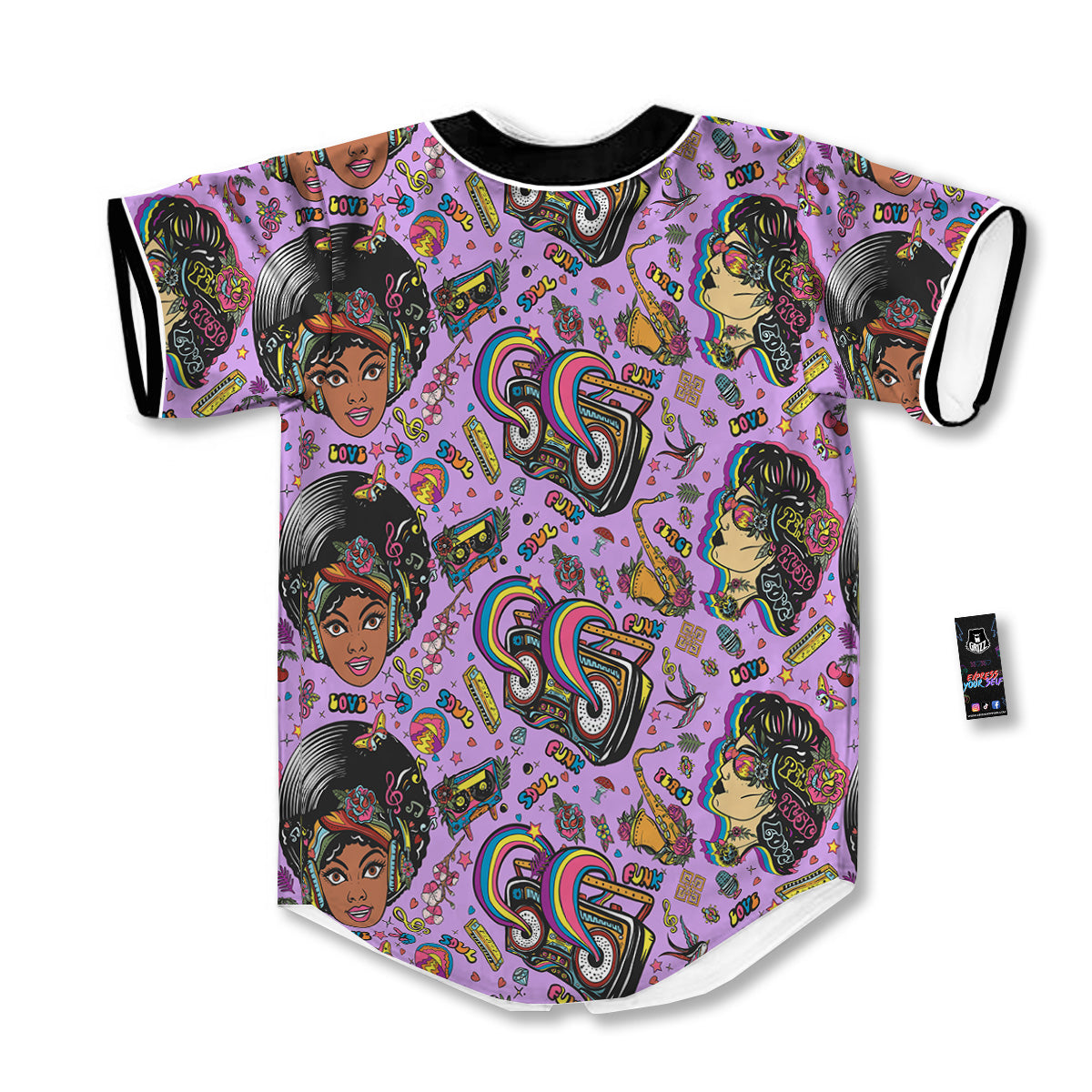 Hippie Retro Funky Women Print Pattern Baseball Jersey-grizzshop