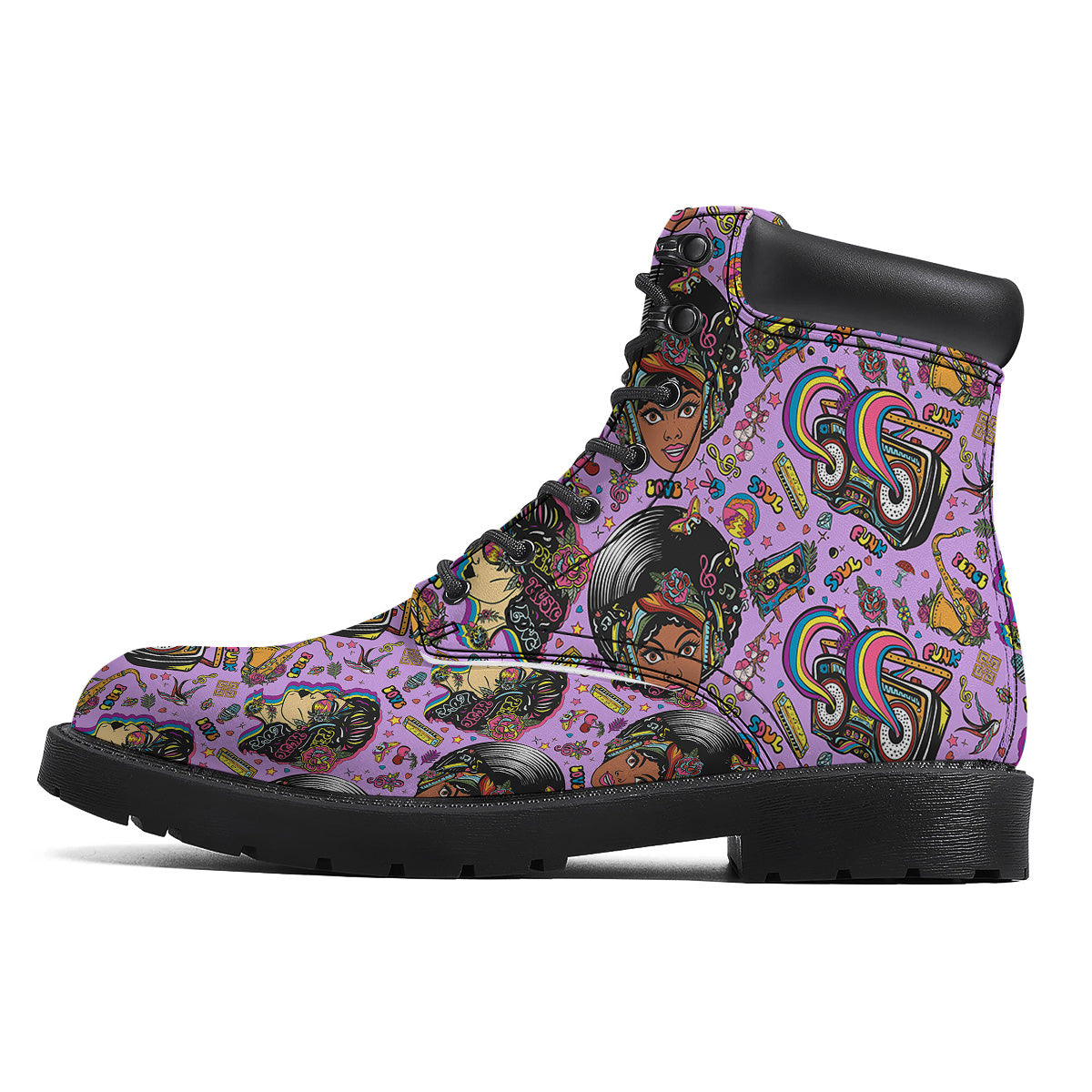 Hippie Retro Funky Women Print Pattern Boots-grizzshop