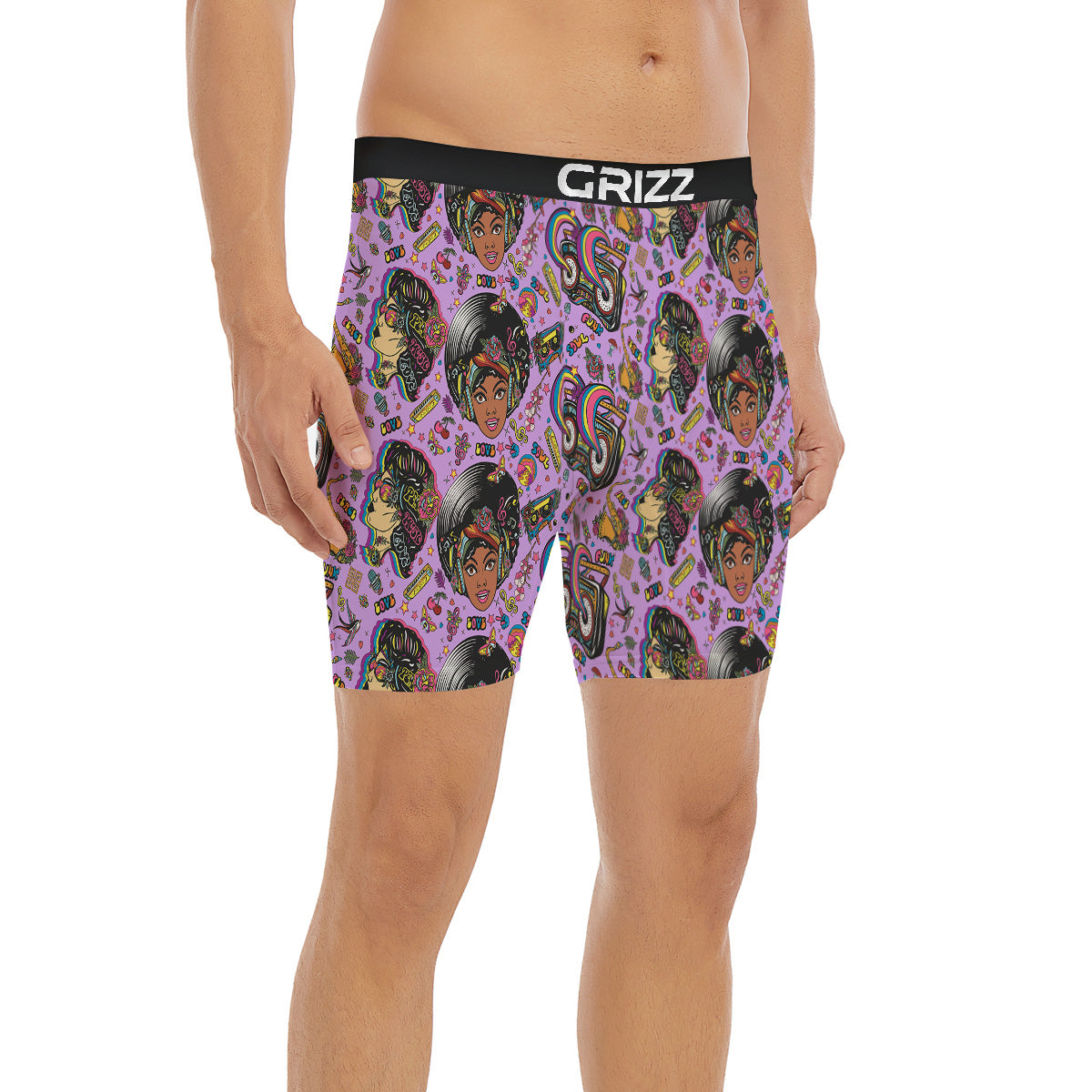 Hippie Retro Funky Women Print Pattern Boxer Briefs-grizzshop