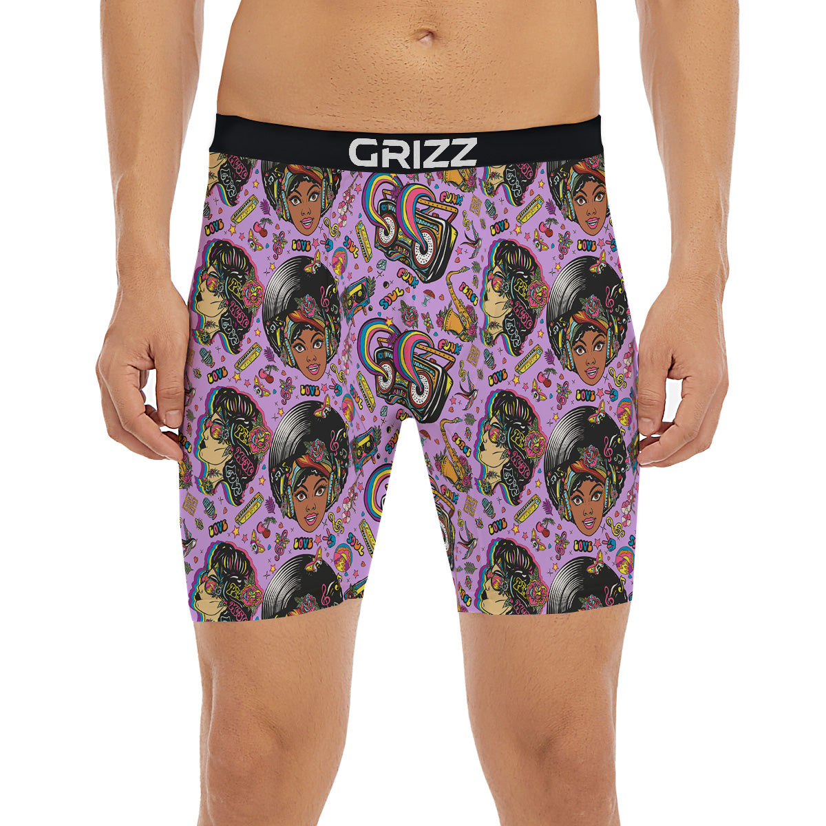 Hippie Retro Funky Women Print Pattern Boxer Briefs-grizzshop