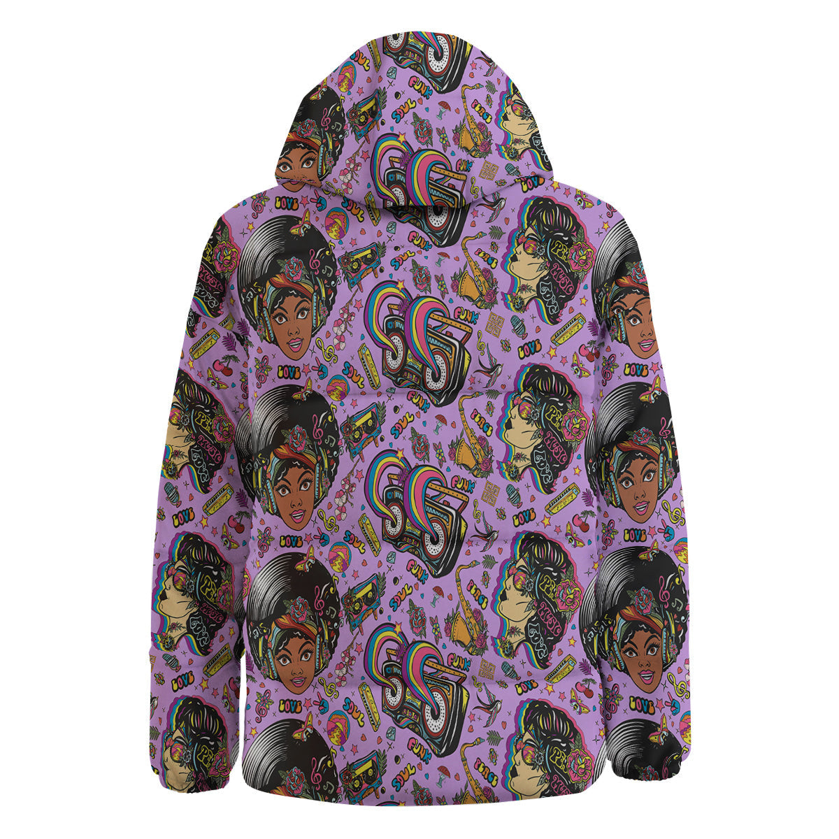 Hippie Retro Funky Women Print Pattern Down Jacket-grizzshop