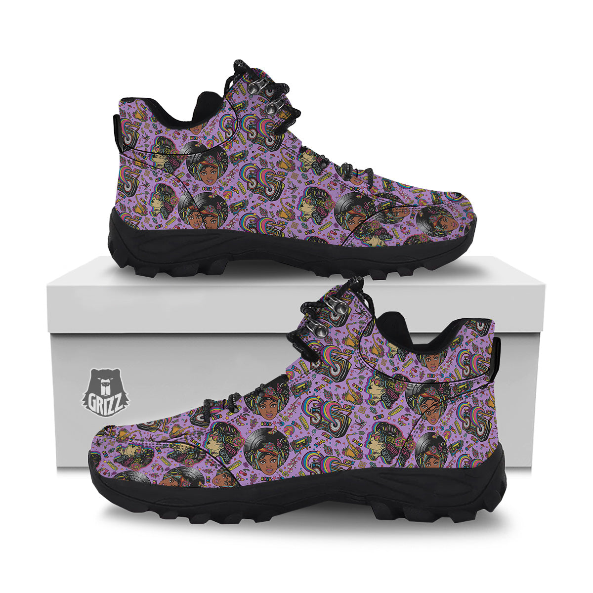 Hippie Retro Funky Women Print Pattern Hiking Shoes-grizzshop