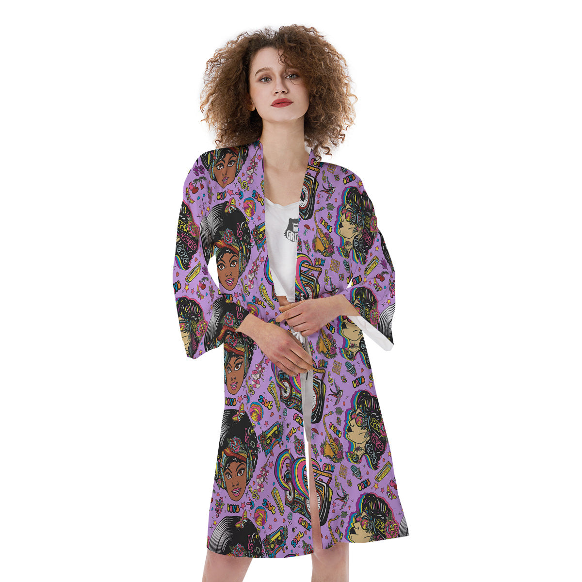 Hippie Retro Funky Women Print Pattern Kimono-grizzshop