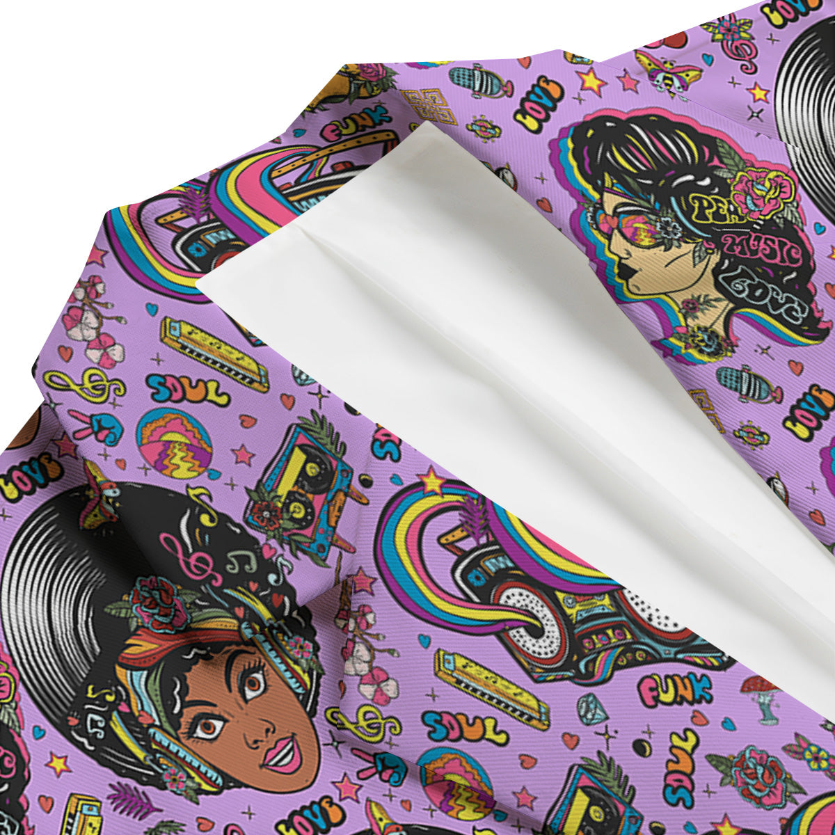 Hippie Retro Funky Women Print Pattern Men's Blazer-grizzshop