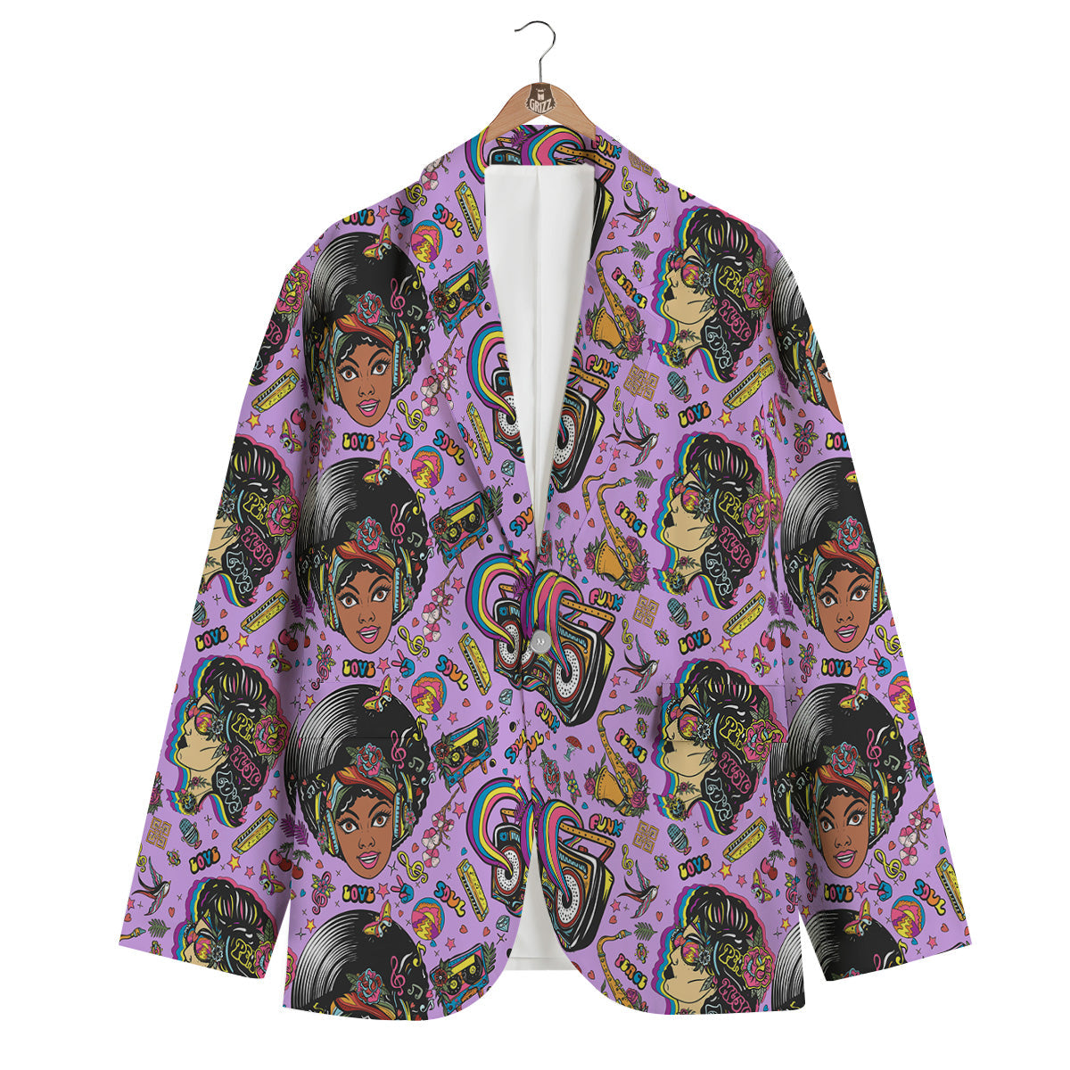 Hippie Retro Funky Women Print Pattern Men's Blazer-grizzshop