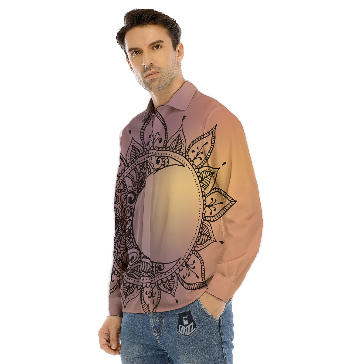 Hippie Retro Funky Women Print Pattern Men's Dress Shirts-grizzshop