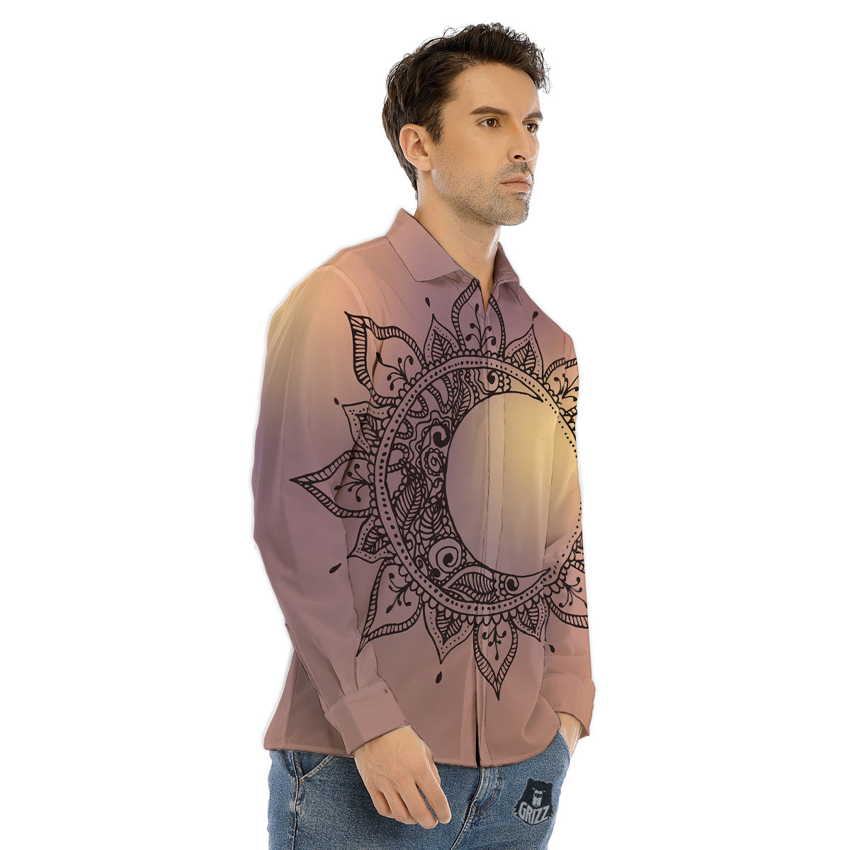 Hippie Retro Funky Women Print Pattern Men's Dress Shirts-grizzshop