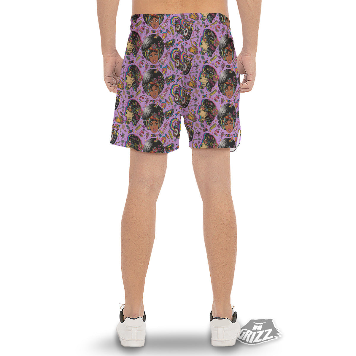 Hippie Retro Funky Women Print Pattern Men's Gym Shorts-grizzshop