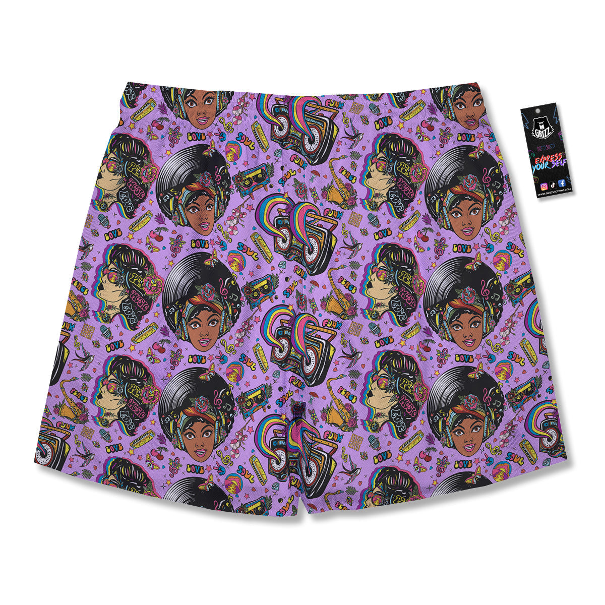 Hippie Retro Funky Women Print Pattern Men's Running Shorts-grizzshop