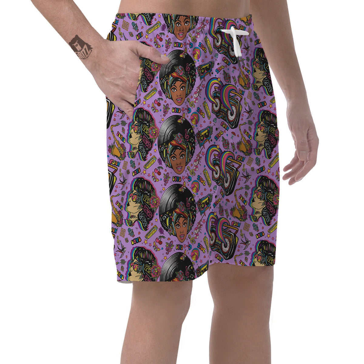 Hippie Retro Funky Women Print Pattern Men's Shorts-grizzshop