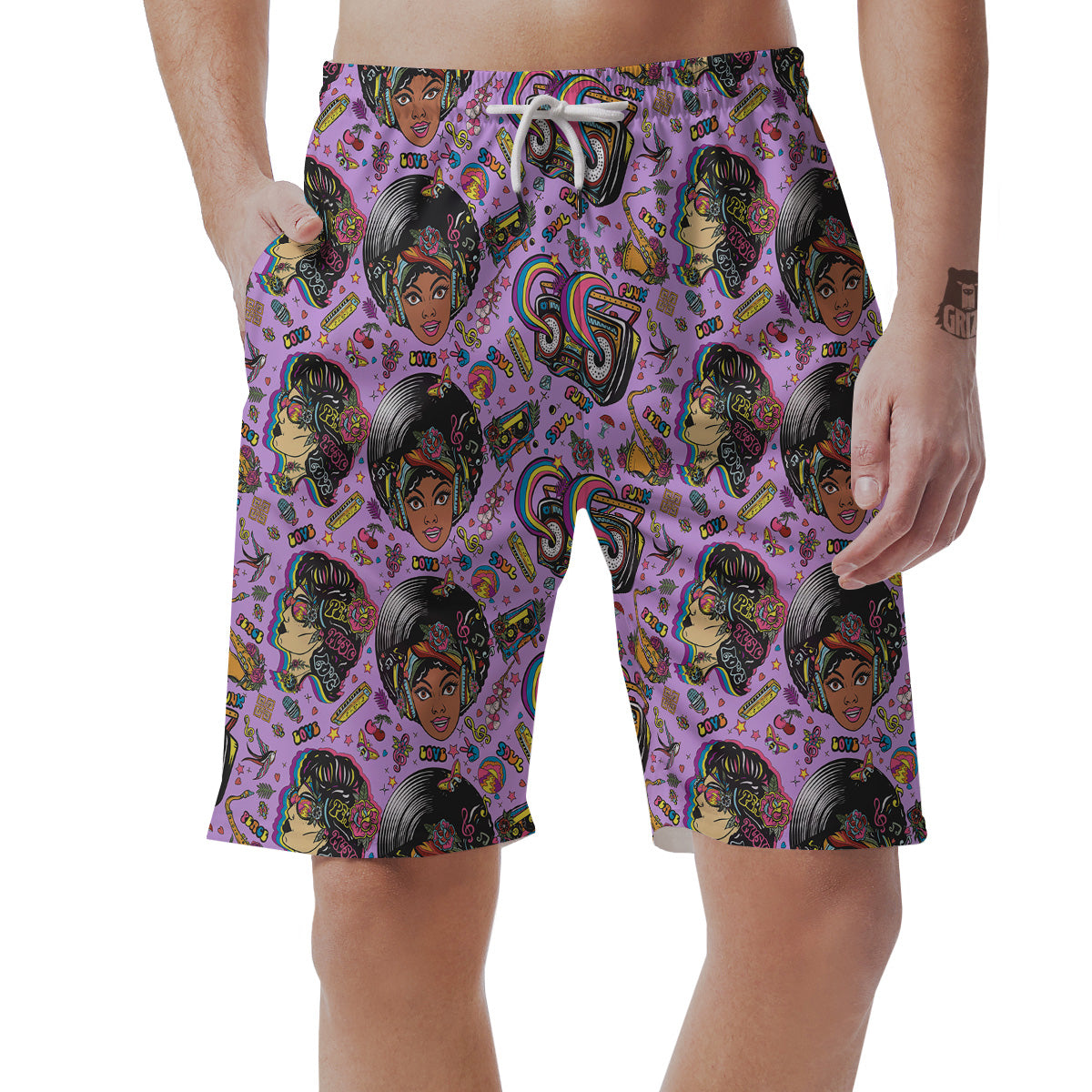 Hippie Retro Funky Women Print Pattern Men's Shorts-grizzshop